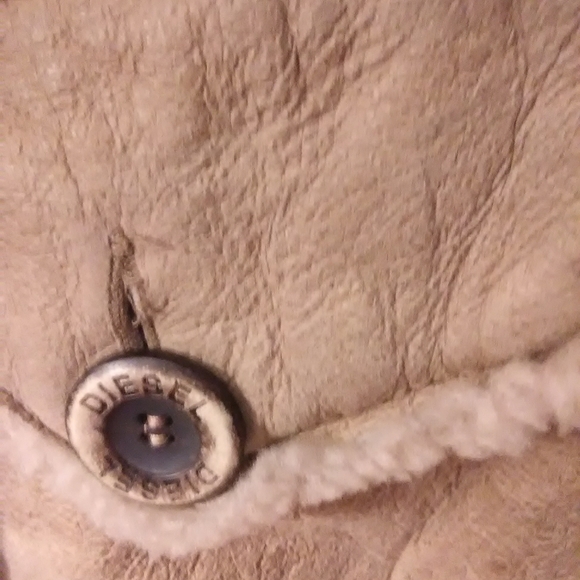 Women's "Diesel" leather shearling winter coat - Picture 3 of 6